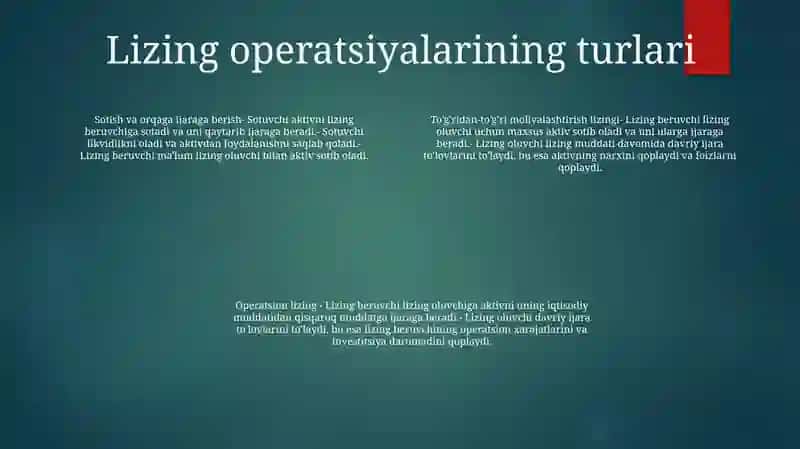 Lizing Operatsiyalari Hisobi 3
