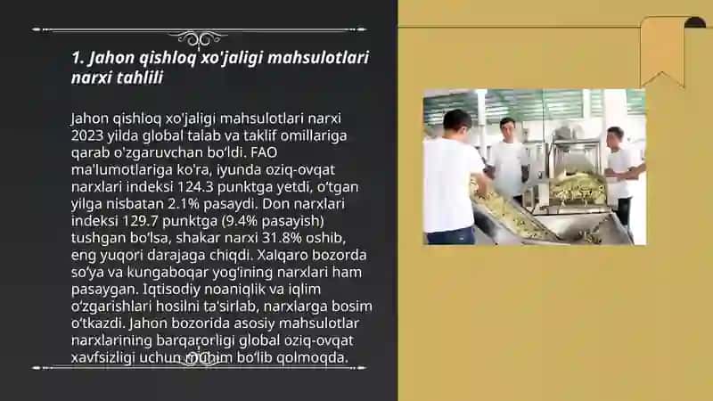 Jahon qishloq xo'jaligi mahsulotlari narxi tahlili 3