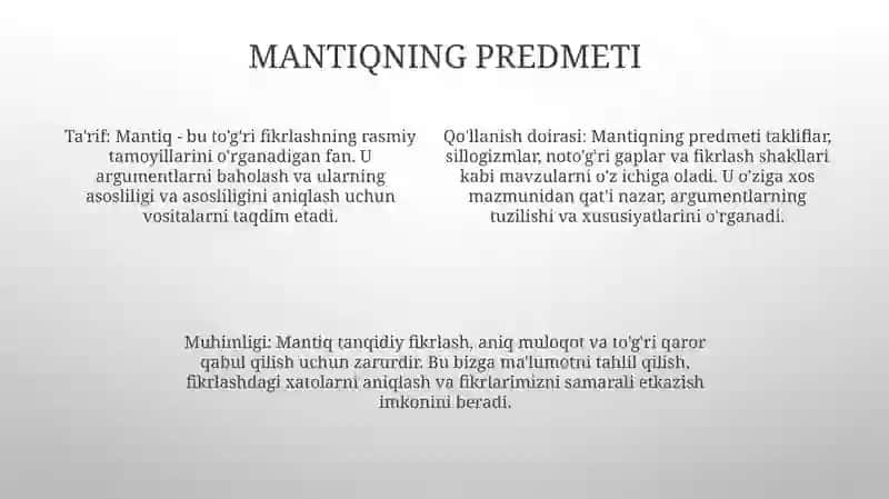 Mantiq Fanining Predmeti Va Asoslari 3
