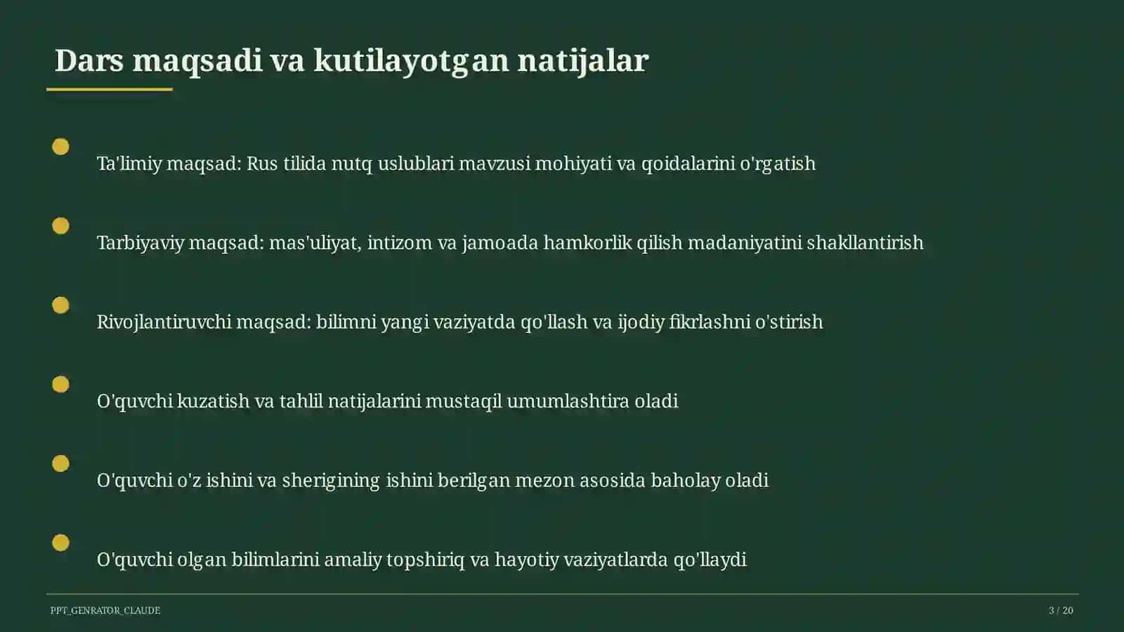 Rus tilida nutq uslublari (10-sinf) 3