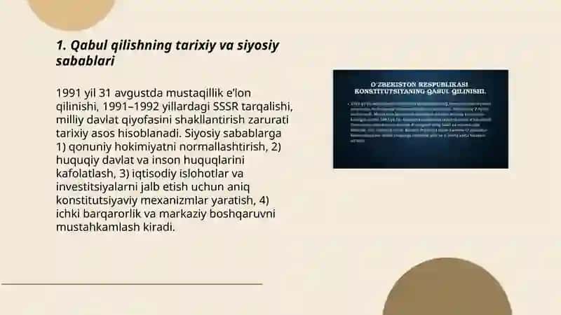 Oʻzbekiston Respublikasi Konstitutsiyasining qabul qilinishi 3