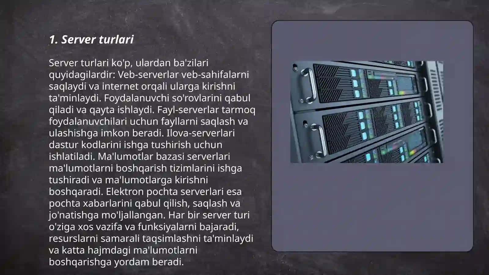 Serverlar haqida malumot 3