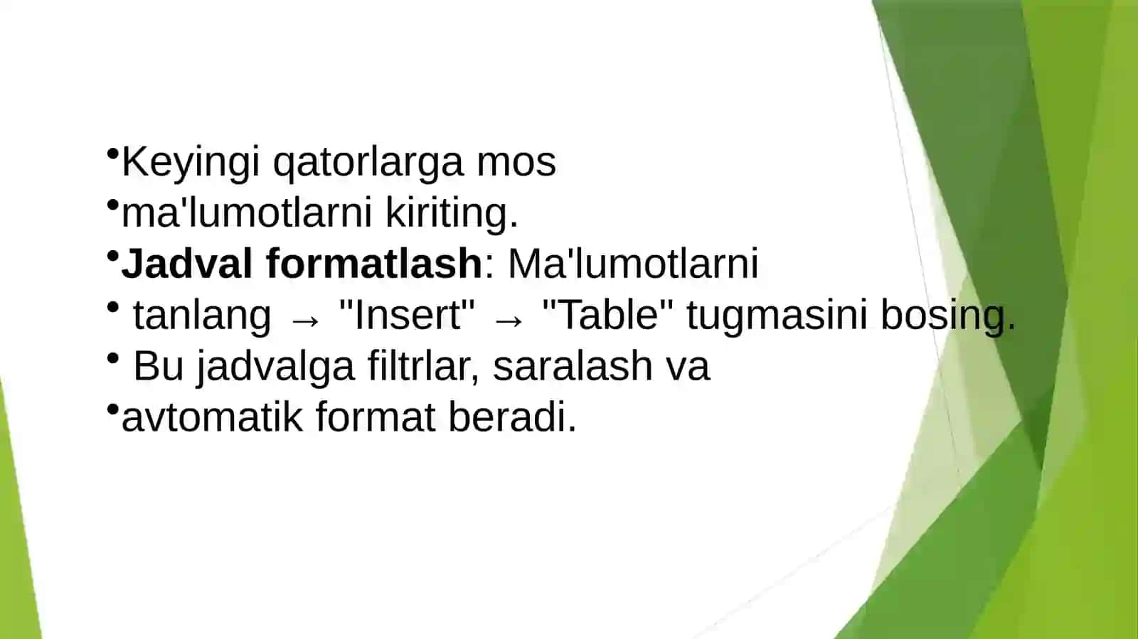 Microsoft officeexceldajadvallartuzishvaformulalaryordamidamatematikmasalarniyechish.Iqtisodiyfunksiyalar 3