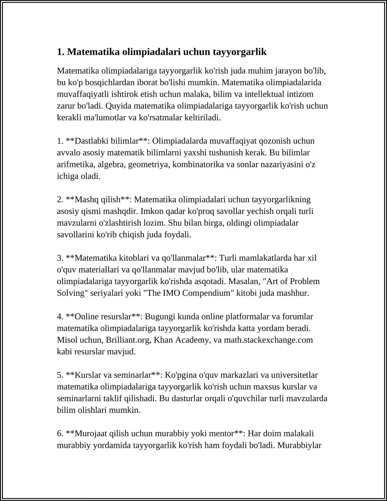BOSHLANG‘ICH SINFLARDA MATEMATIKADAN SINFDAN TASHQARI ISHLARNI TASHKIL ETISH 3
