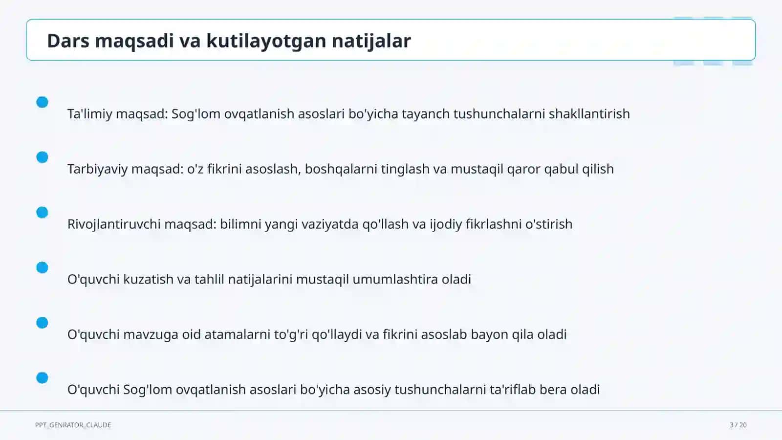 Sog'lom ovqatlanish asoslari (3-sinf) 3
