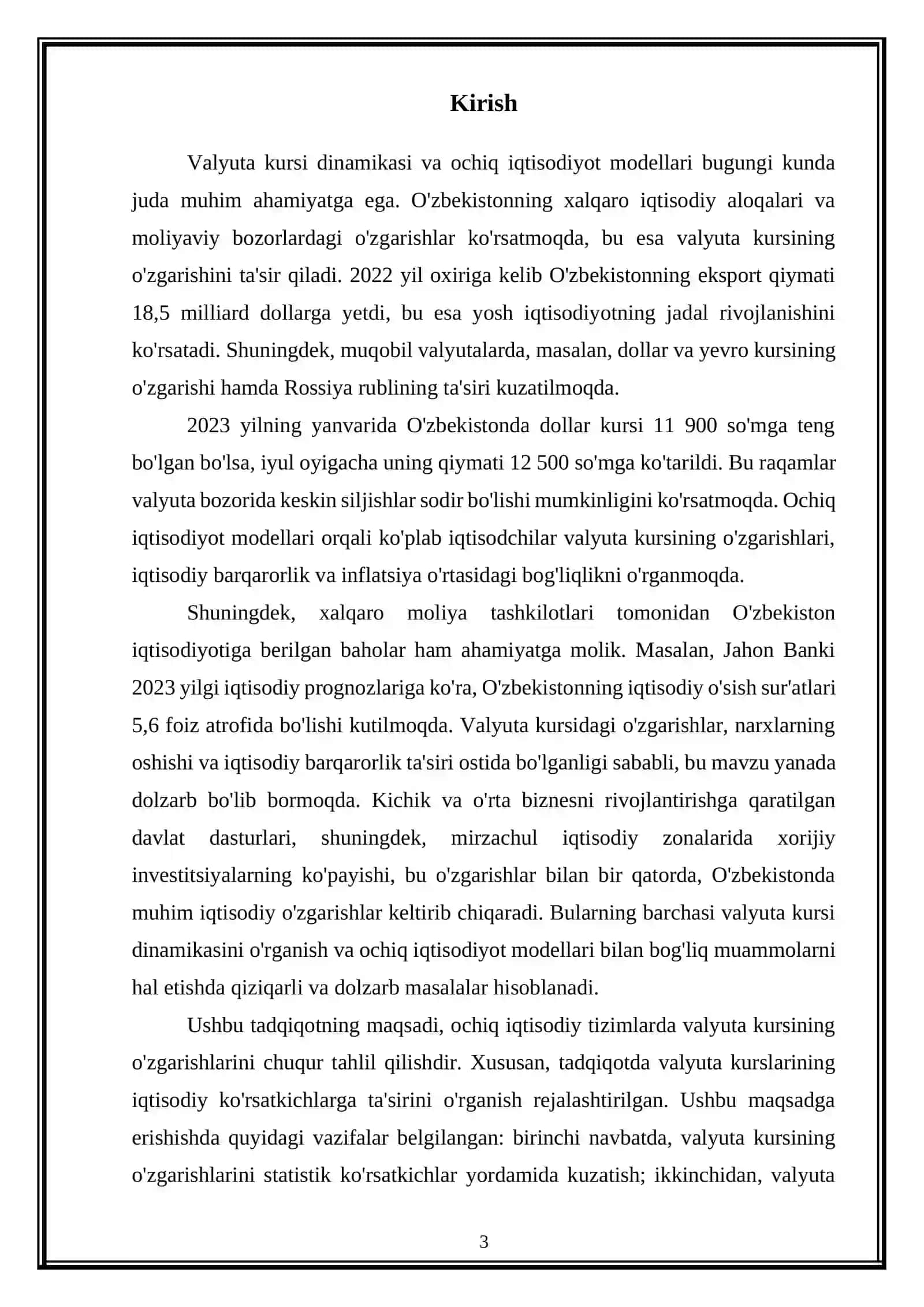 Valyuta kursi dinamikasi va ochiq iqtisodiyot modellari 3