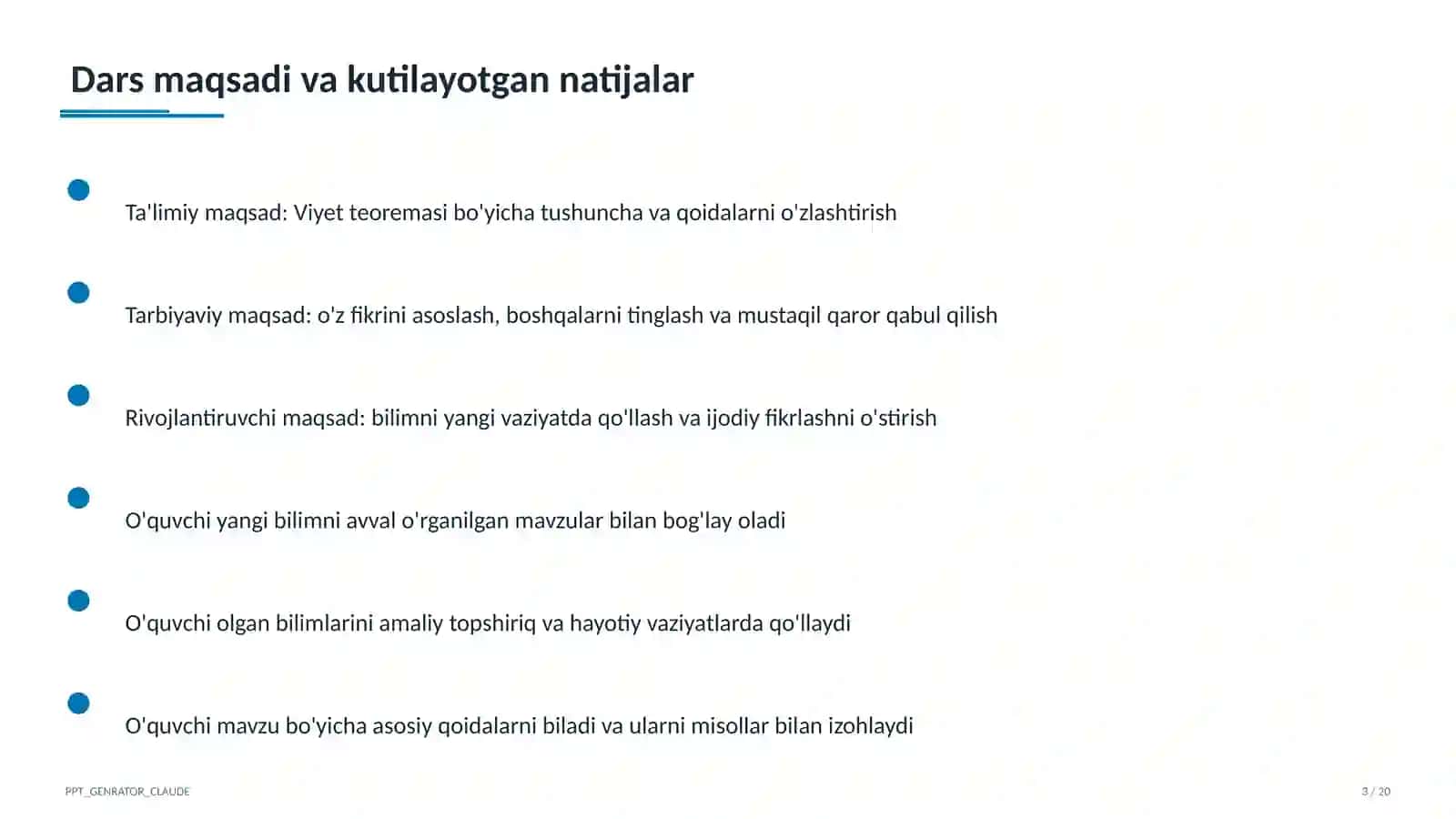 Viyet teoremasi (8-sinf) 3