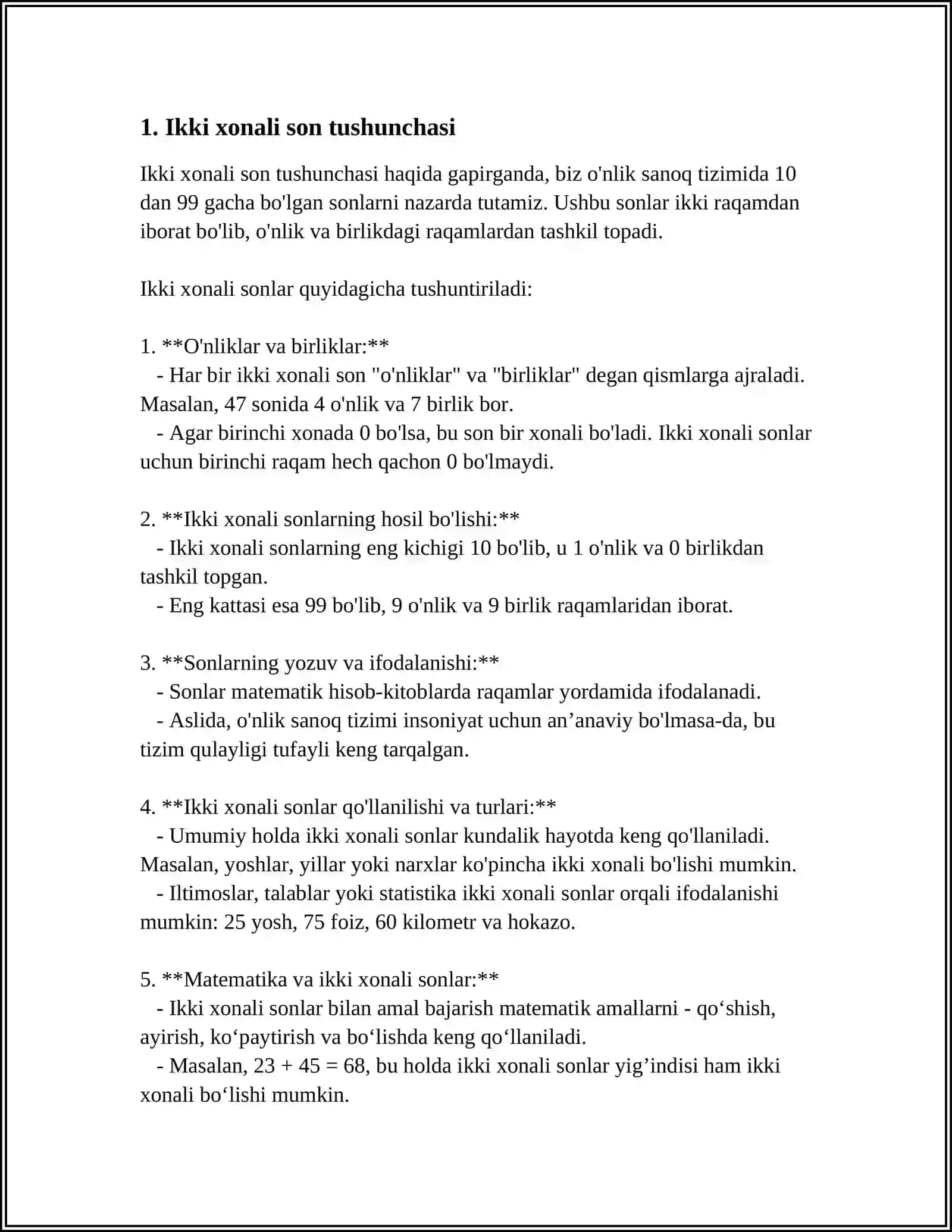 Sinf matematika darslarida 2 xonalik sonlarni qo'shishni o'rgatish nazaryasi 3