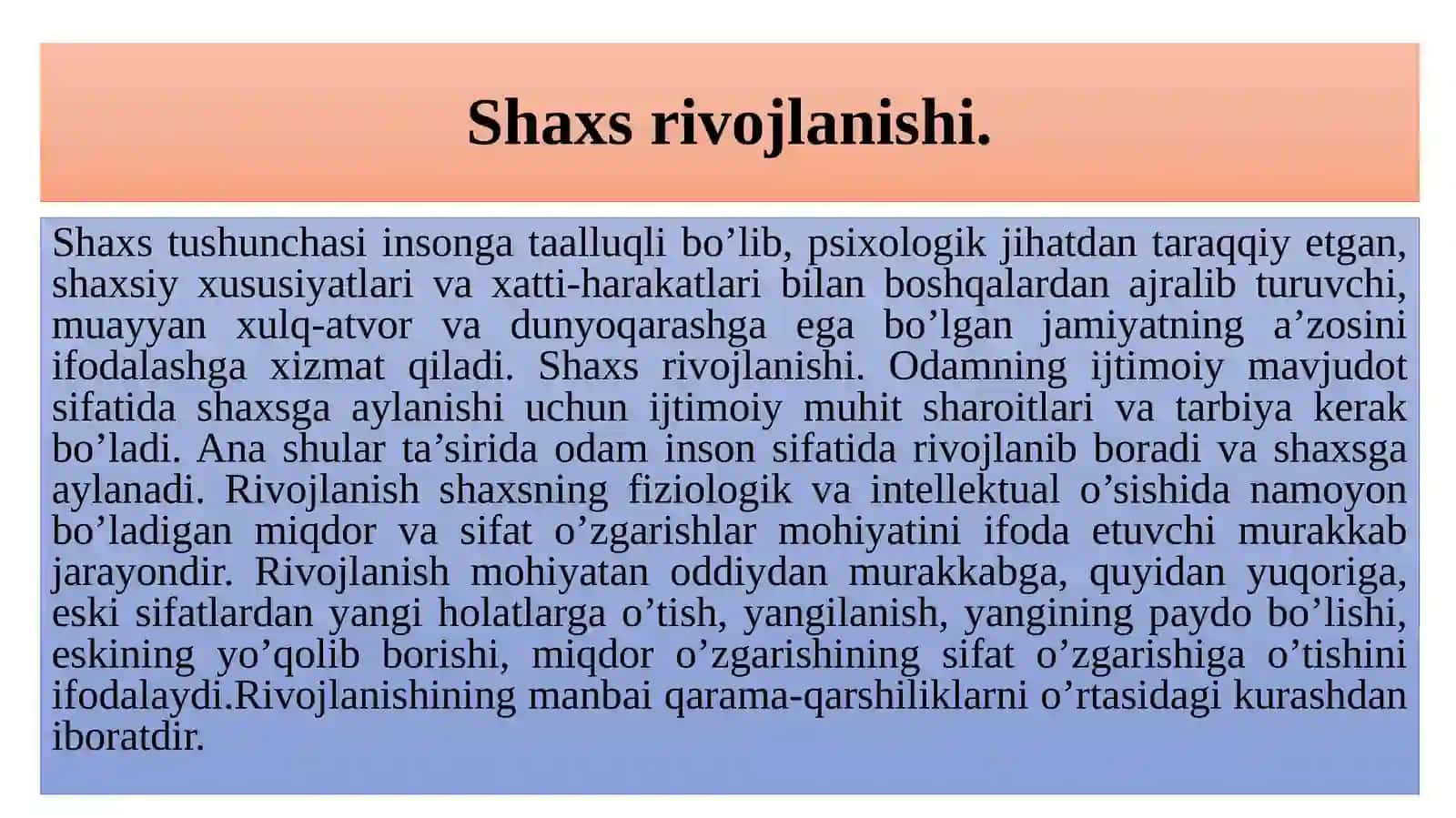 Shaxs Tarbiyasi va Rivojlanishi 3