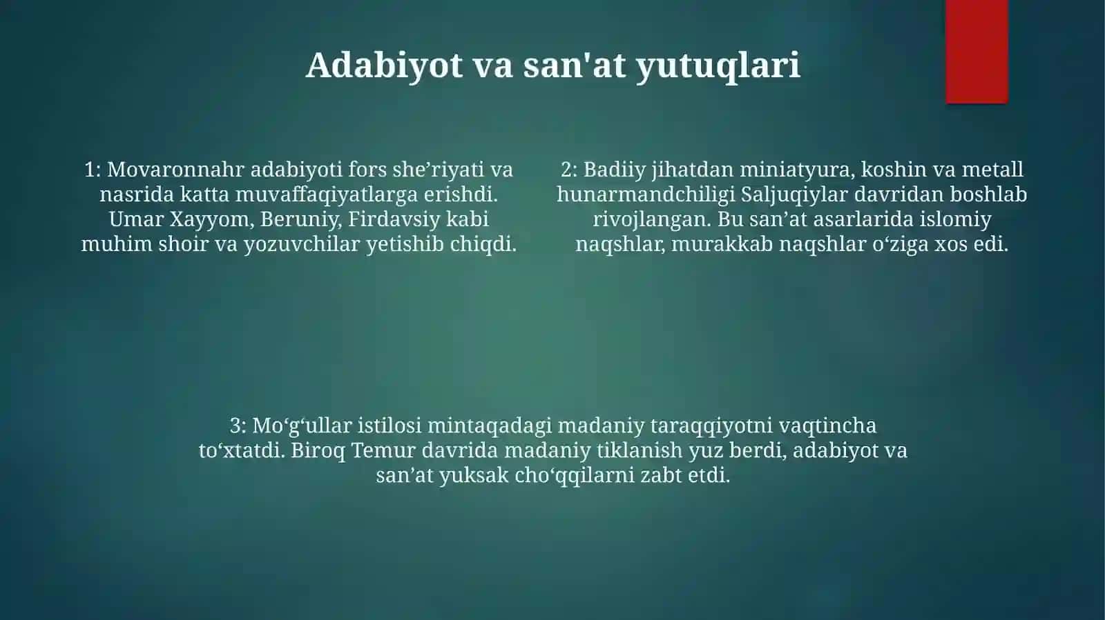 Ix-Xll Asrlarda Mavaronnahr Va Xurosonda Madaniy Hayot 3