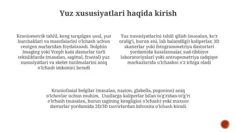 Yuz xususiyatlari o'lchash usullari 3