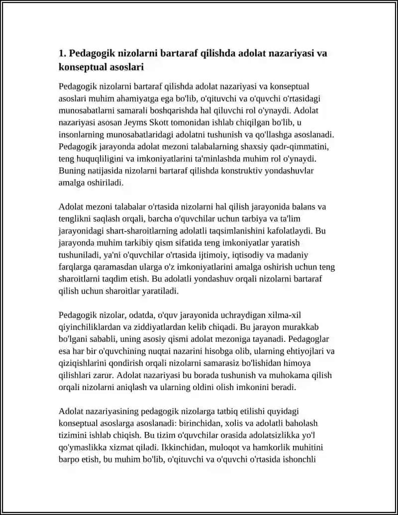 Pedagogik nizolarni bartaraf qilishda adolat mezoni 3