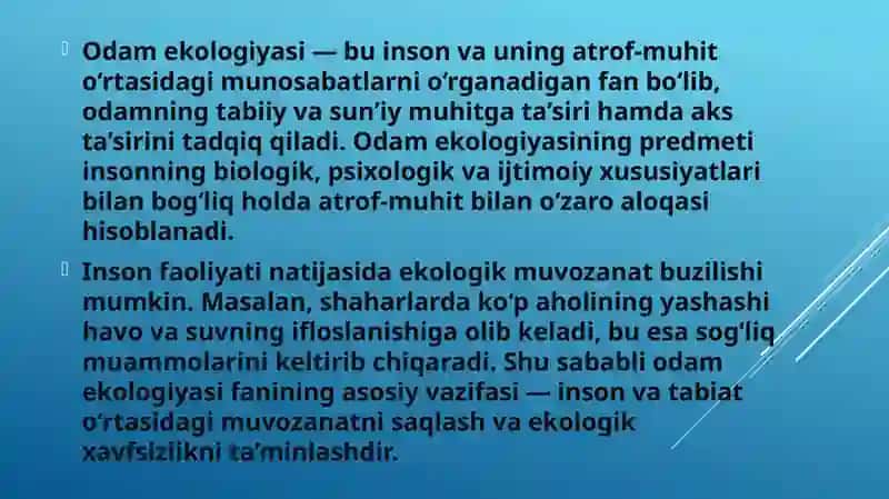 Odam Ekologiyasi 3