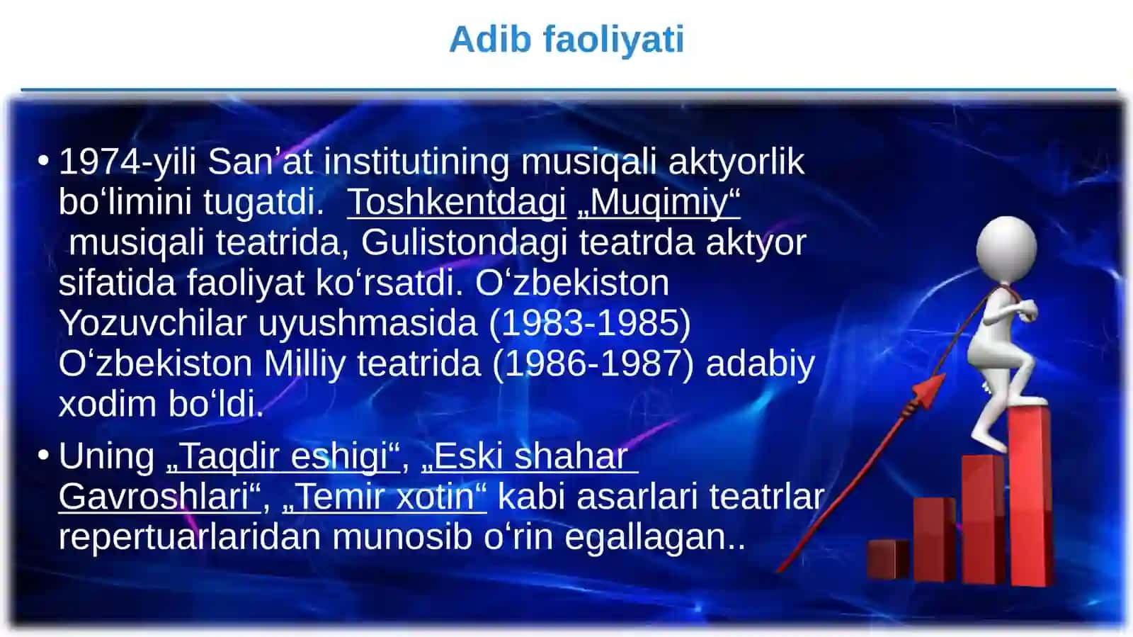 9-sinf Adabiyot fanidan Sharof Boshbekov hayoti va ijodi dars taqdimoti 3