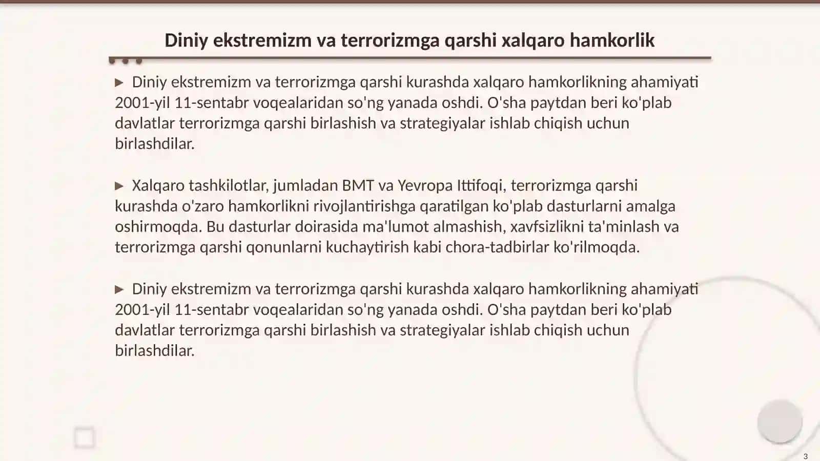 Diniy ekstremizm va terrorizmga qarshi kurashning xalqaro siyosiy-huquqiy asoslari 3