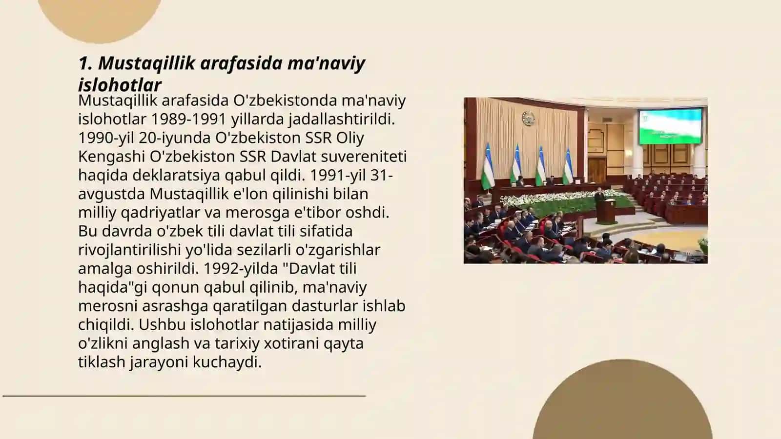 Mustaqillik arafasida ma'naviy islohotlar 3