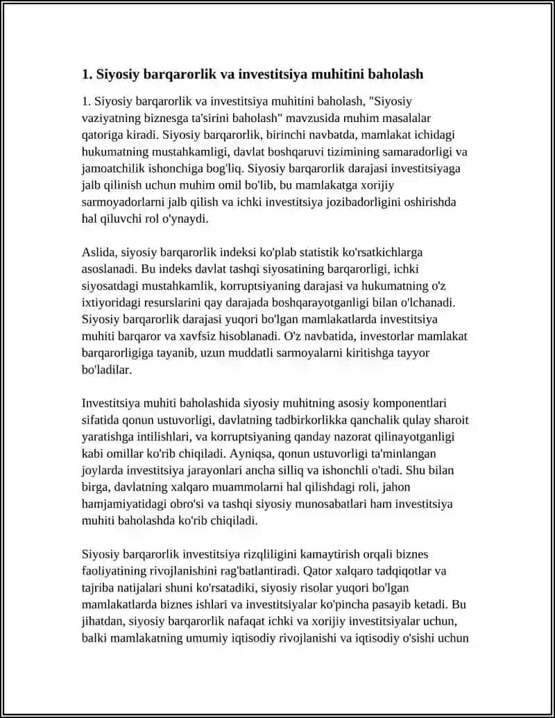 SIYOSIY VAZIYATNING BIZNESGA TA'SIRINI BAHOLASH 3