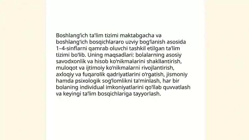 Boshlangʻich talim tizimi tomoyillari va qonunlari 3