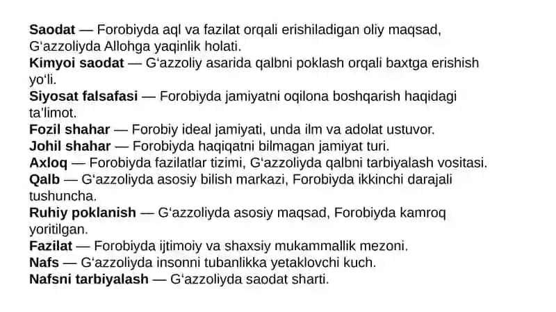 Abu Nasr Forobiy va G’azzoliyning falsafa ilmiga oid qarashlarini qiѐsiy tahlil etish (Farobiyning “Siѐsat falsafasi” va G’azzoliyning “Kimѐi saodat” asarlari asosida). 3