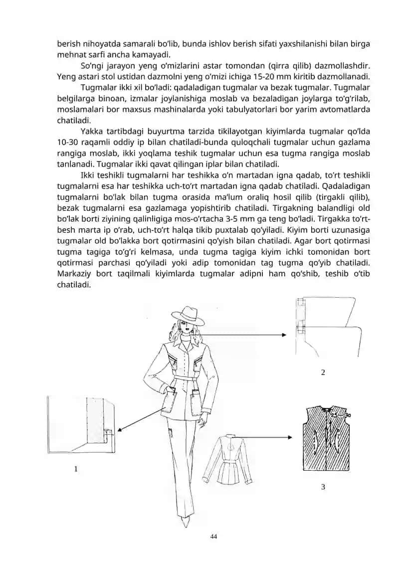 «Ayollar pidjagining astarini tayyorlash va avrani astar bilan birlashtirish va oxirgi ishlov NII berish» 3