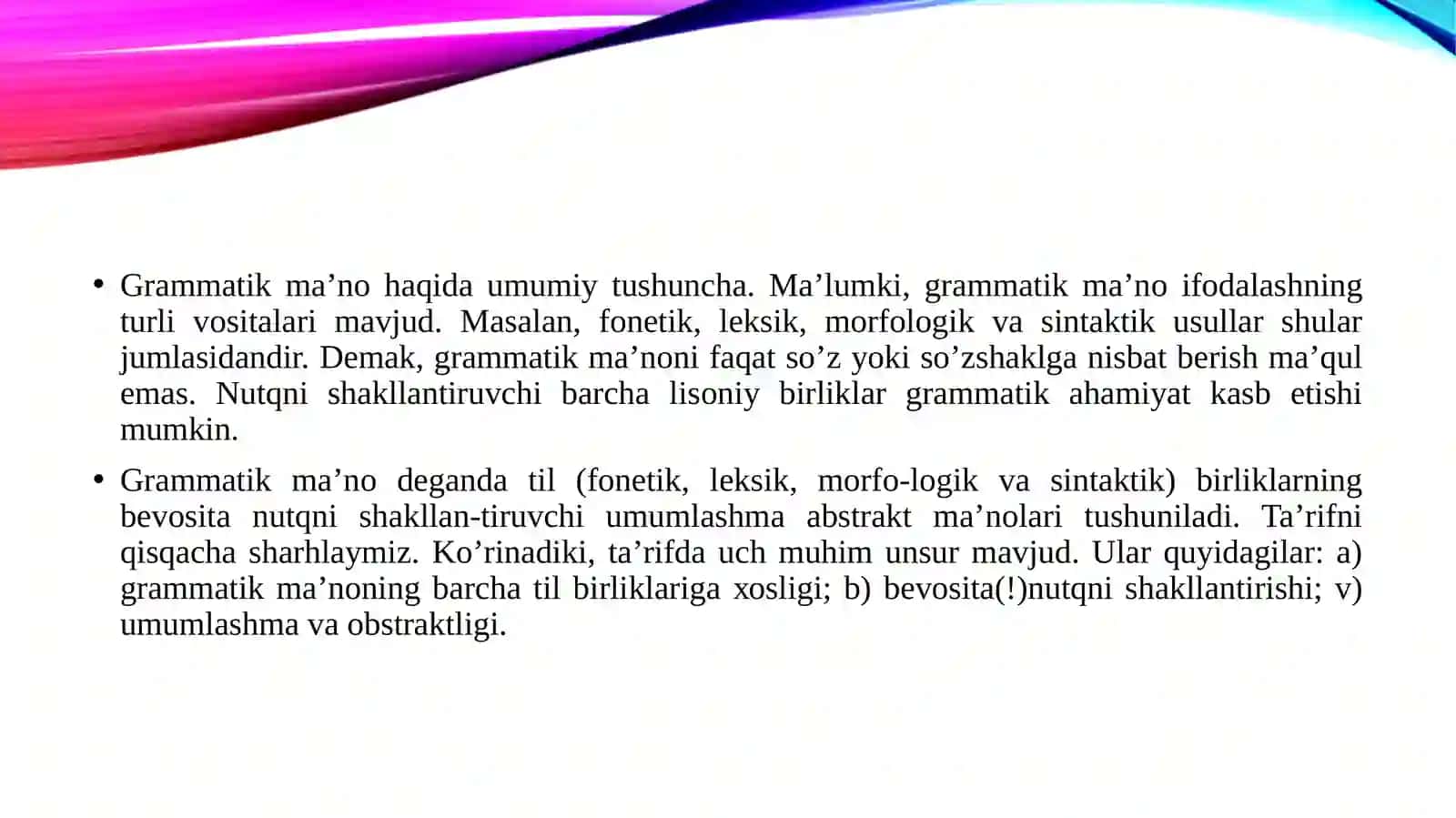 Grammatik maʼno 3