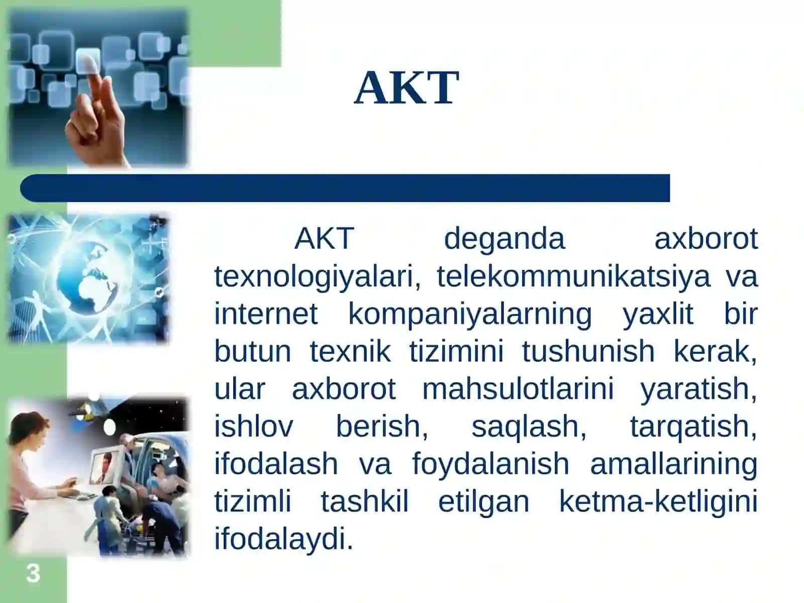 Texnik tizimlarda axborot texnologiyalari faniga kirish 3