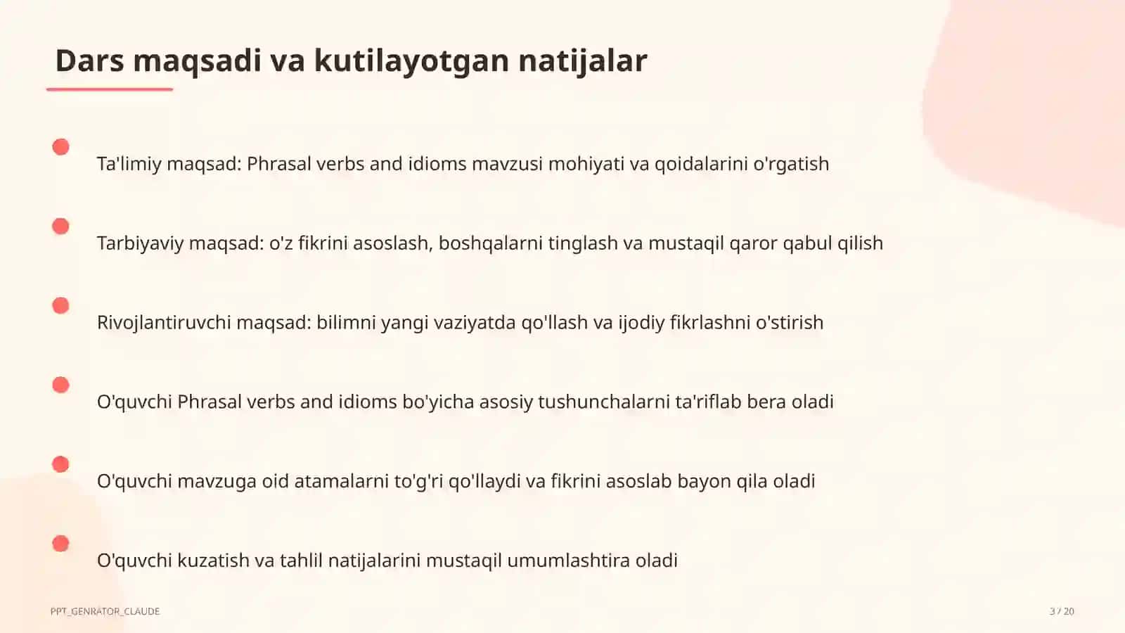 Phrasal verbs and idioms (11-sinf) 3