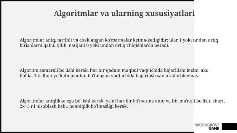 Algaritmlash usullari.Dasturlashtirishtillari tillari 3