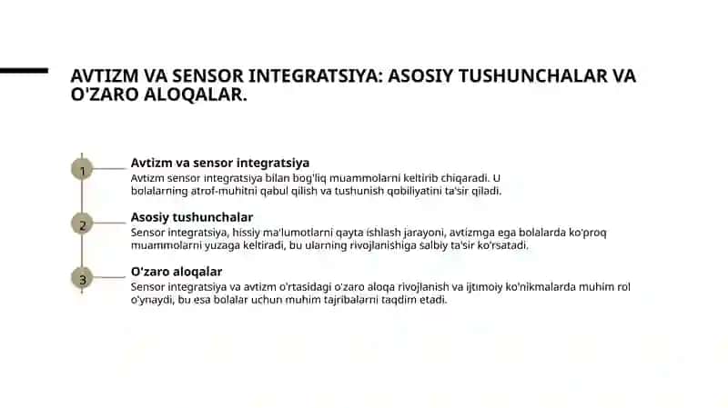 Avtizm va sensor integratsiya 3