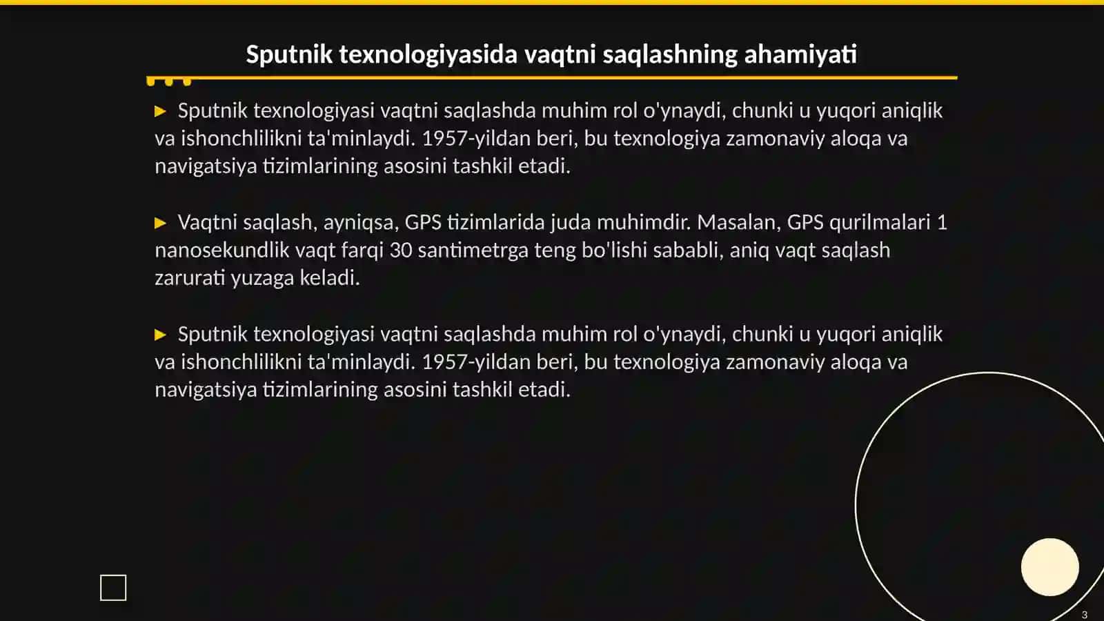 Sputnik texnologiyasida vaqtni saqlash 3