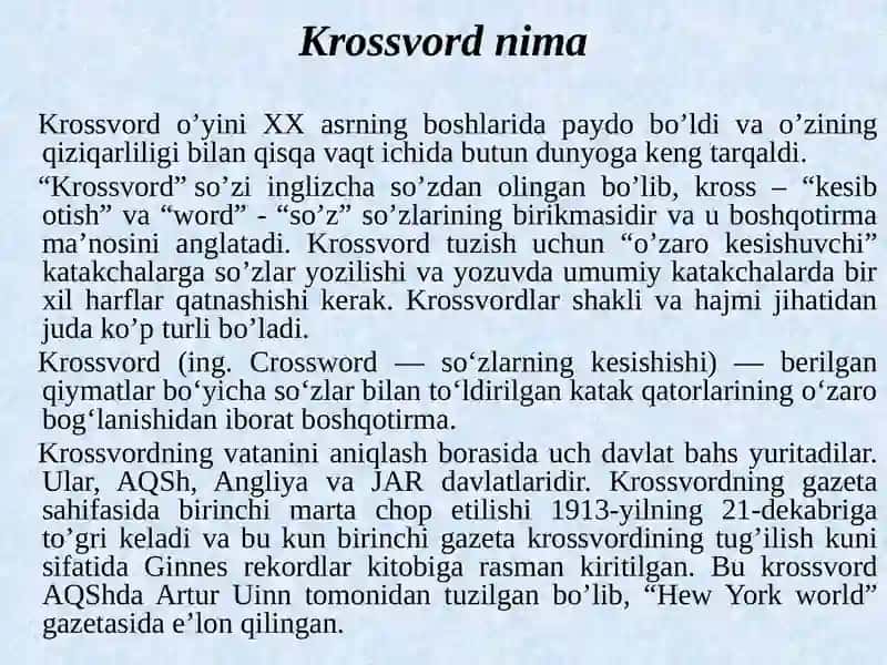Online krossvord tayyorlash texnologiyalari 3