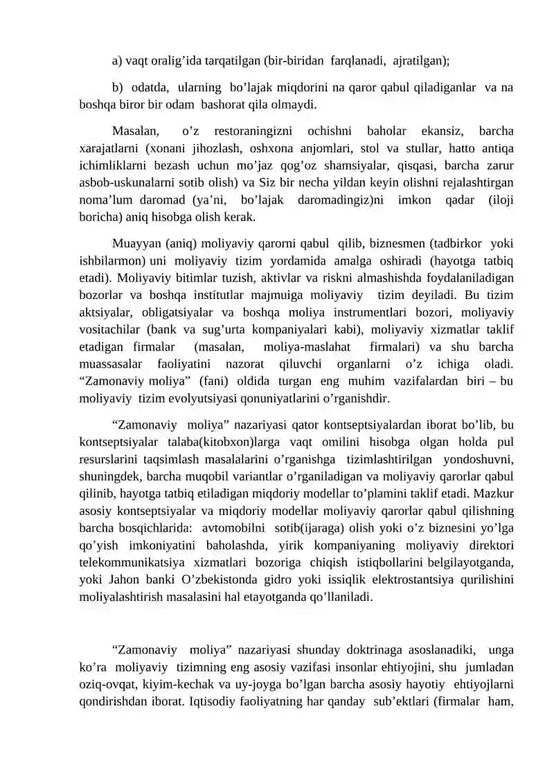 Zamonaviy moliya: mazmun-mohiyati, zarurligi va ahamiyati 3