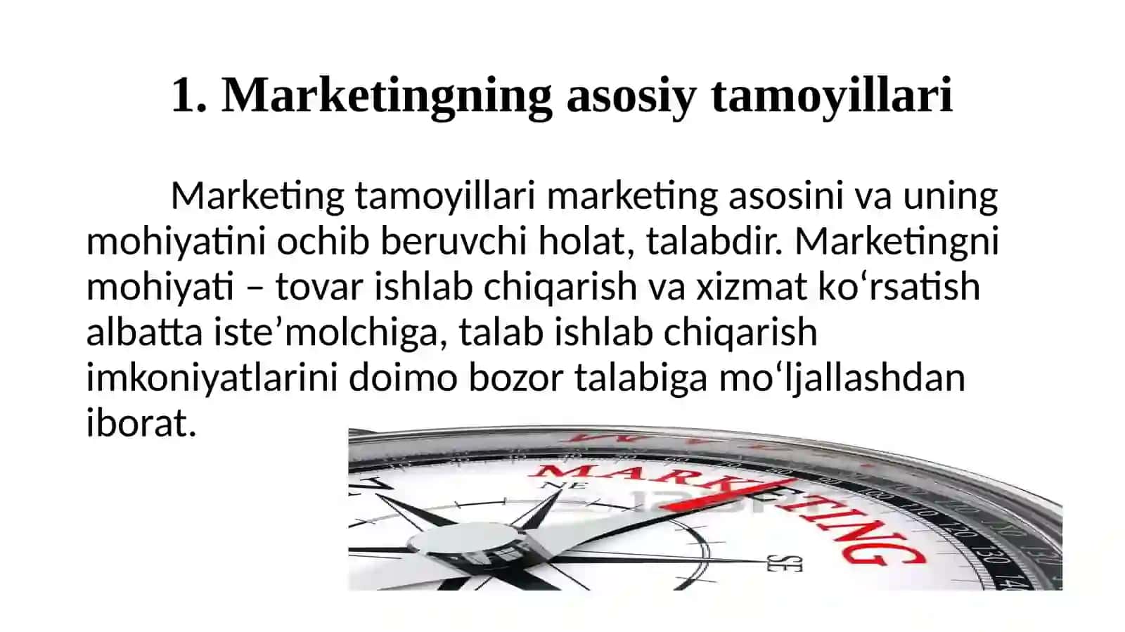 TADBIRKORLIK VA BIZNES FAOLIYATIDA MARKETING FUNKSIYALARI, VAZIFALARI VA TAMOYILLARI 3