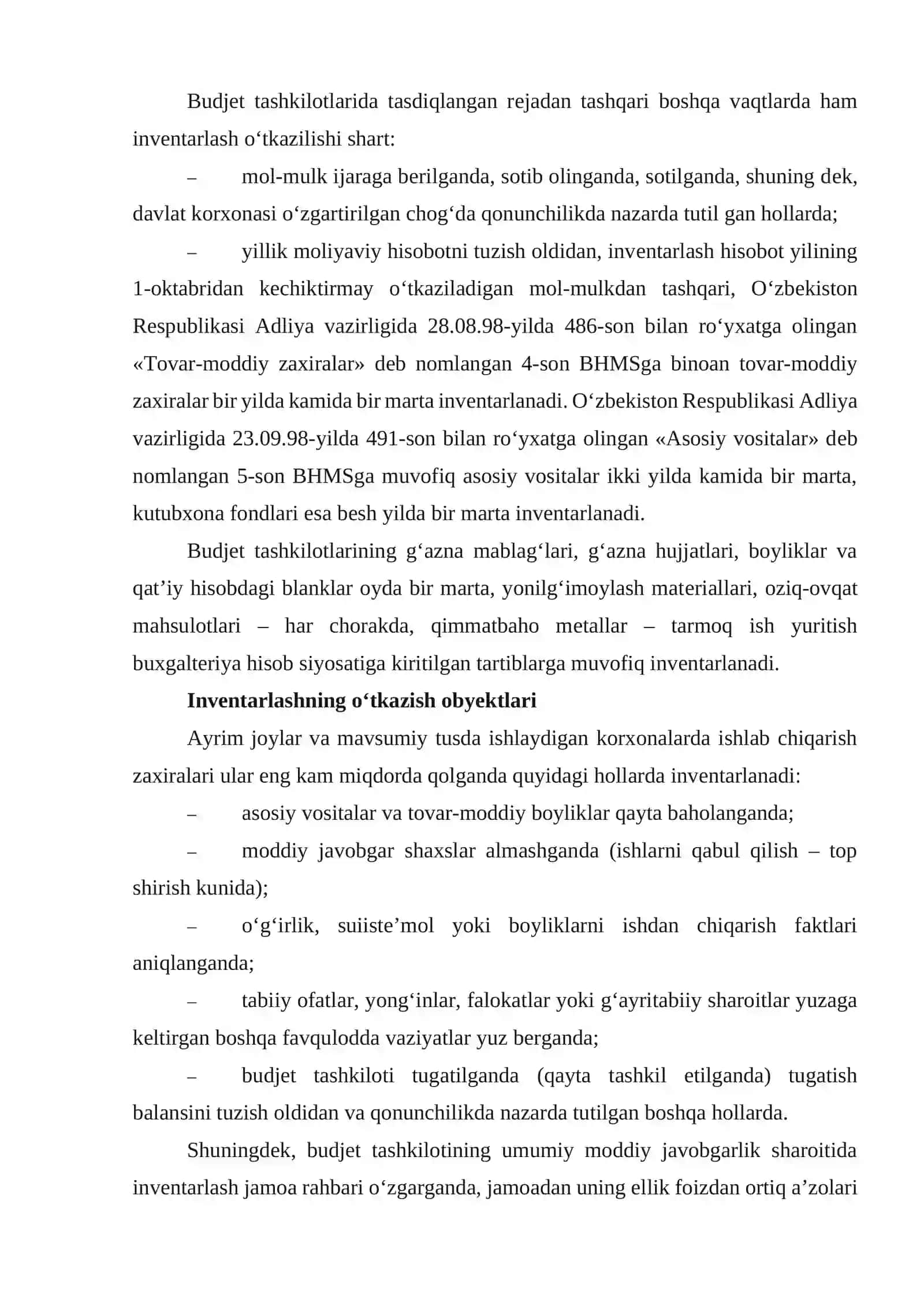 inventarlashni o‘tkazish tartibi va ularni hisobga olish 3