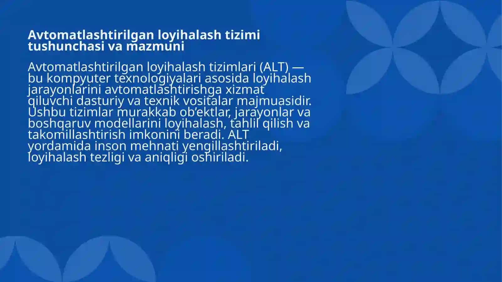 Avtomatlashtirilgan loyihalashtizimlari 3