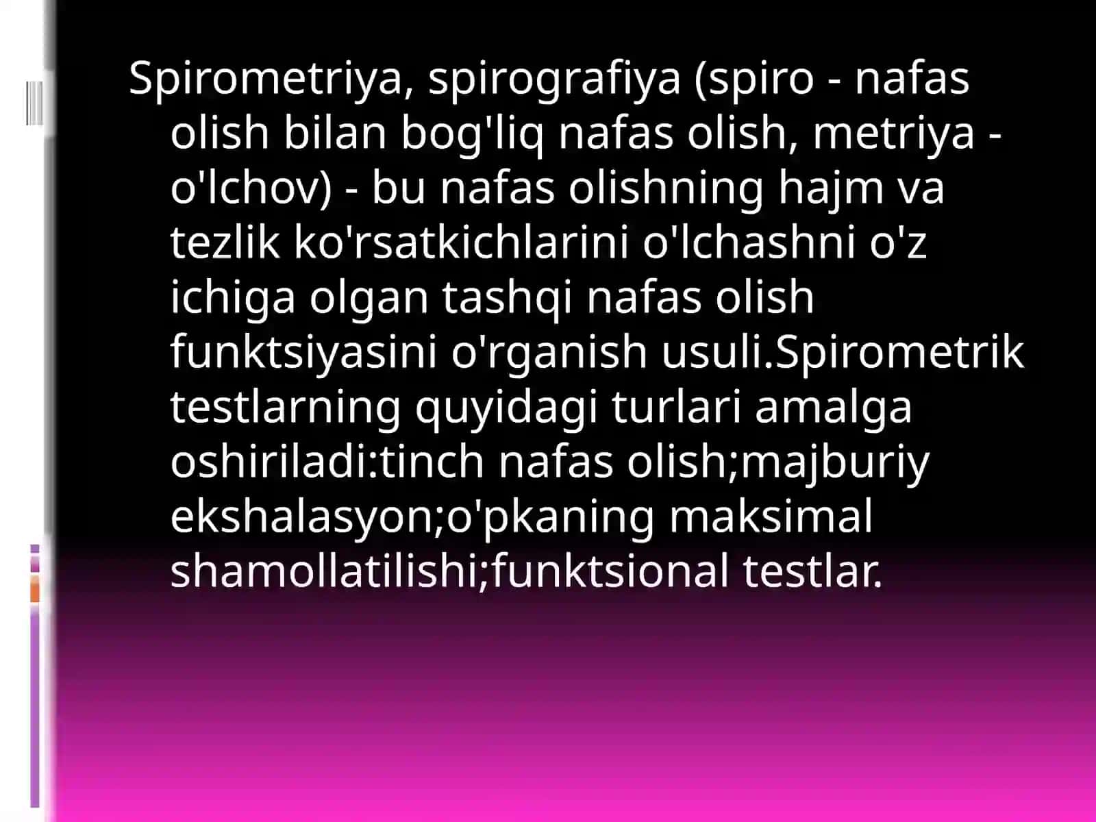 Spirometriya o’lchash usui haqida 3