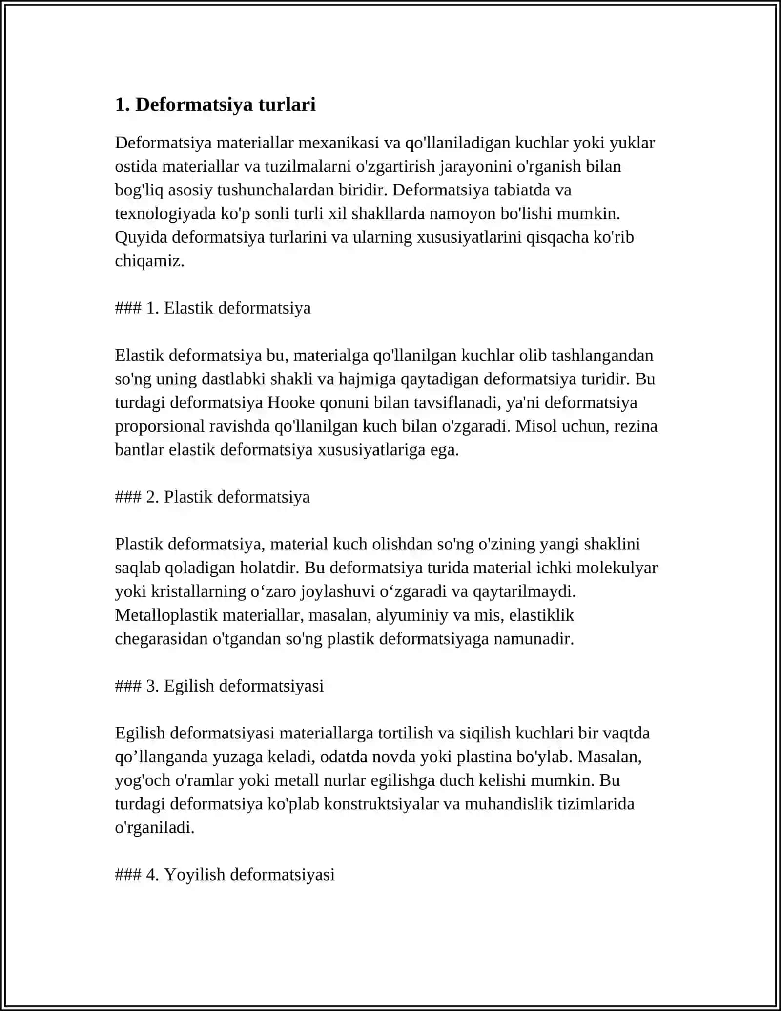DEFORMATSIYA CHO'ZILISH SIQILISH EGILISH YUNG MODULI GUK QONUNI 3