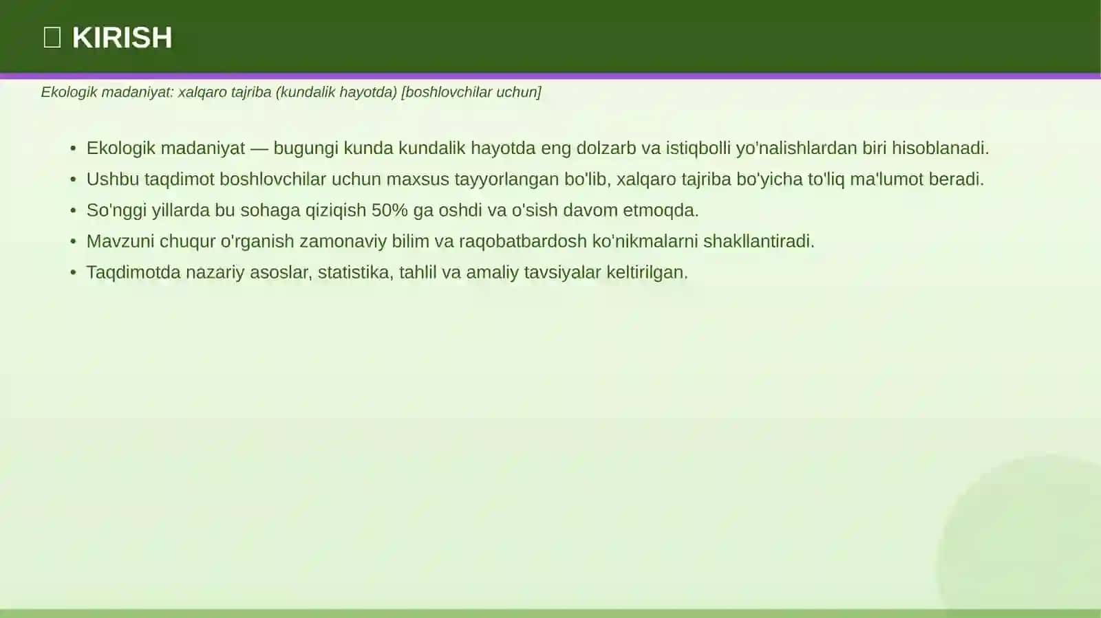 EKOLOGIK MADANIYAT 3