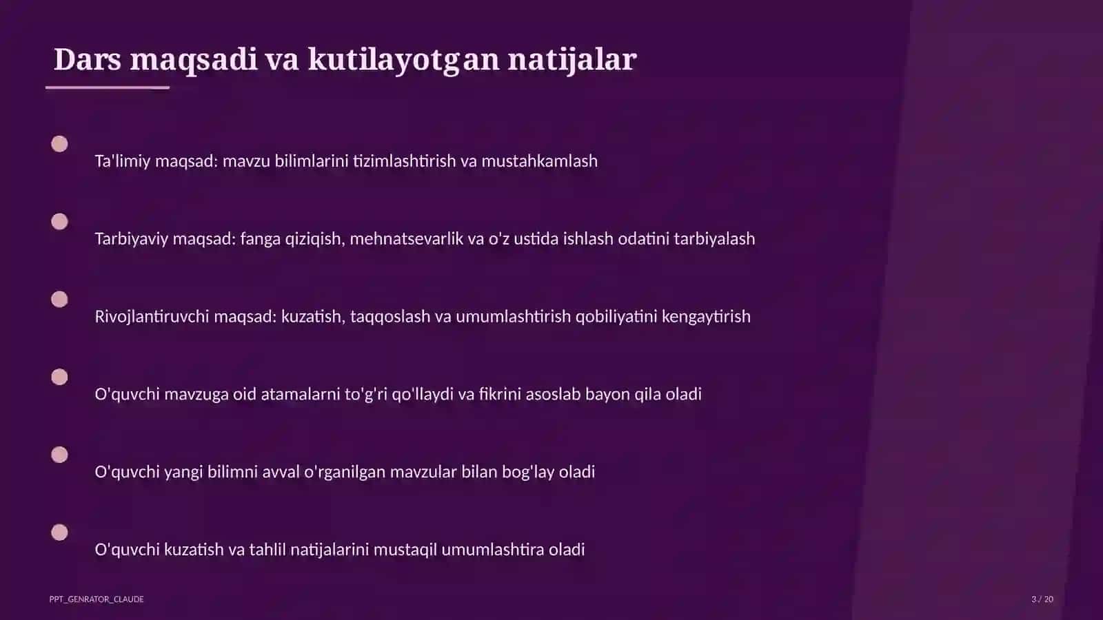 Dars rejasi 3