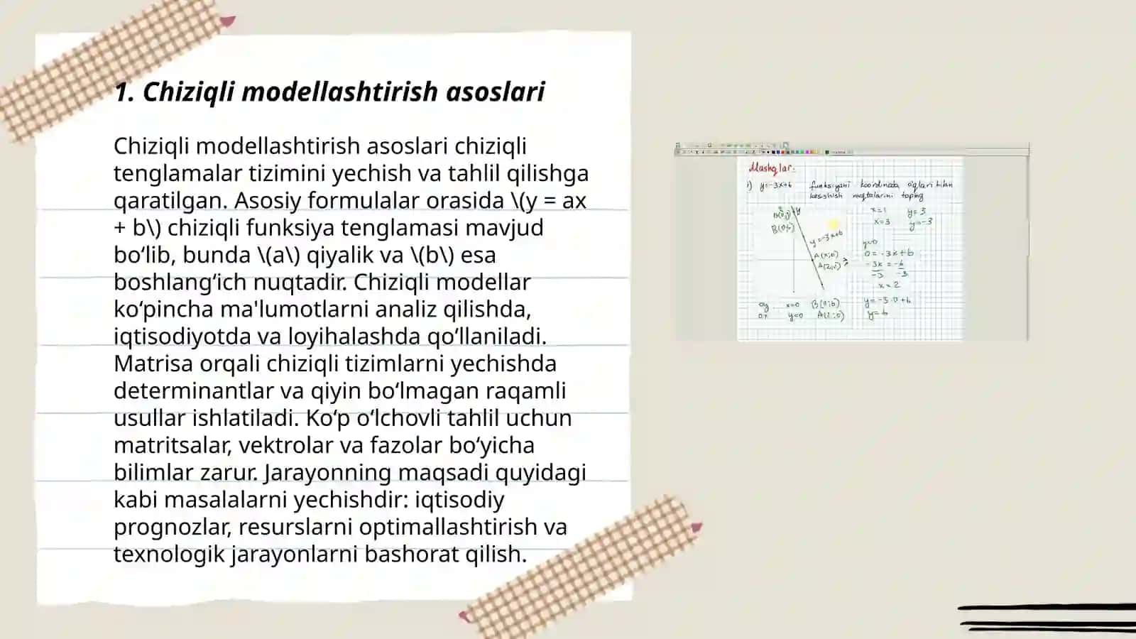 Chiziqli va kvadratik modellashtirish 3