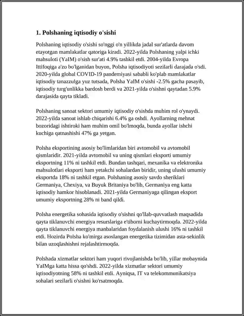 POLSHANING MOLIYAVIY NATIJALARI,INFLIYATSIYASI,EKSPORT-IMPORTI 3