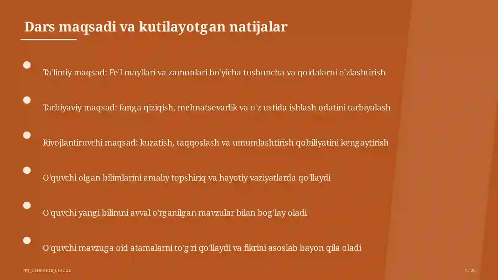 Fe'l mayllari va zamonlari (7-sinf) 3