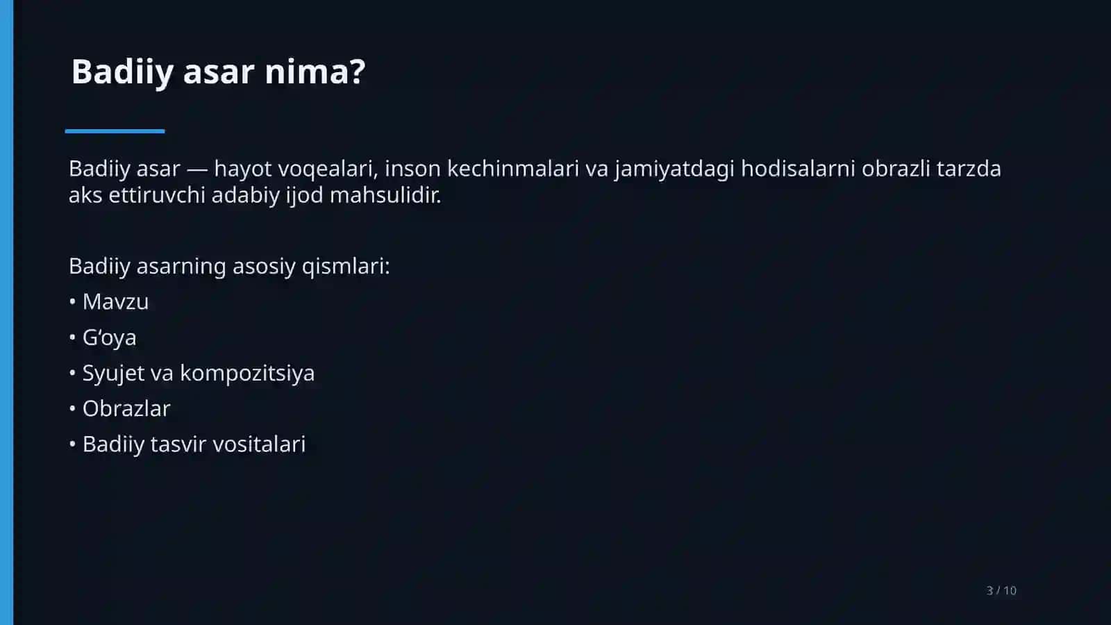 Badiiy asarni tahlil qilish 3