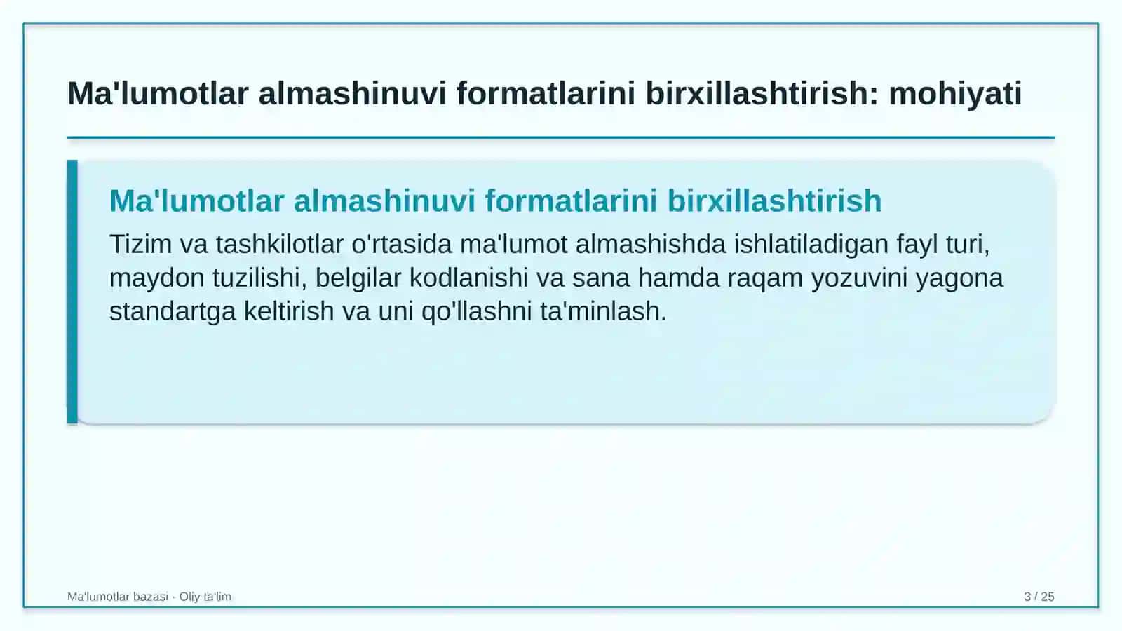 qimmatli qog'ozlar bozorida ma'lumotlar almashinuvi formatlarini birxillashtirish 7028 3