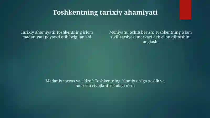 2007-Yil Toshkent - Islom Madaniyati Poytaxti Deb EʼLon Qilinishining Mazmuni VaMohiyati 3