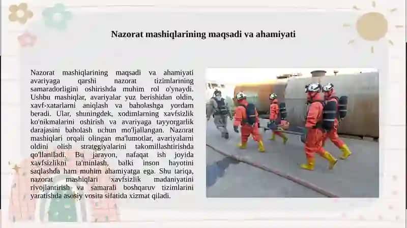 Avariyaga qarshi nazorat mashiqlaridan o'tish tartibi 3
