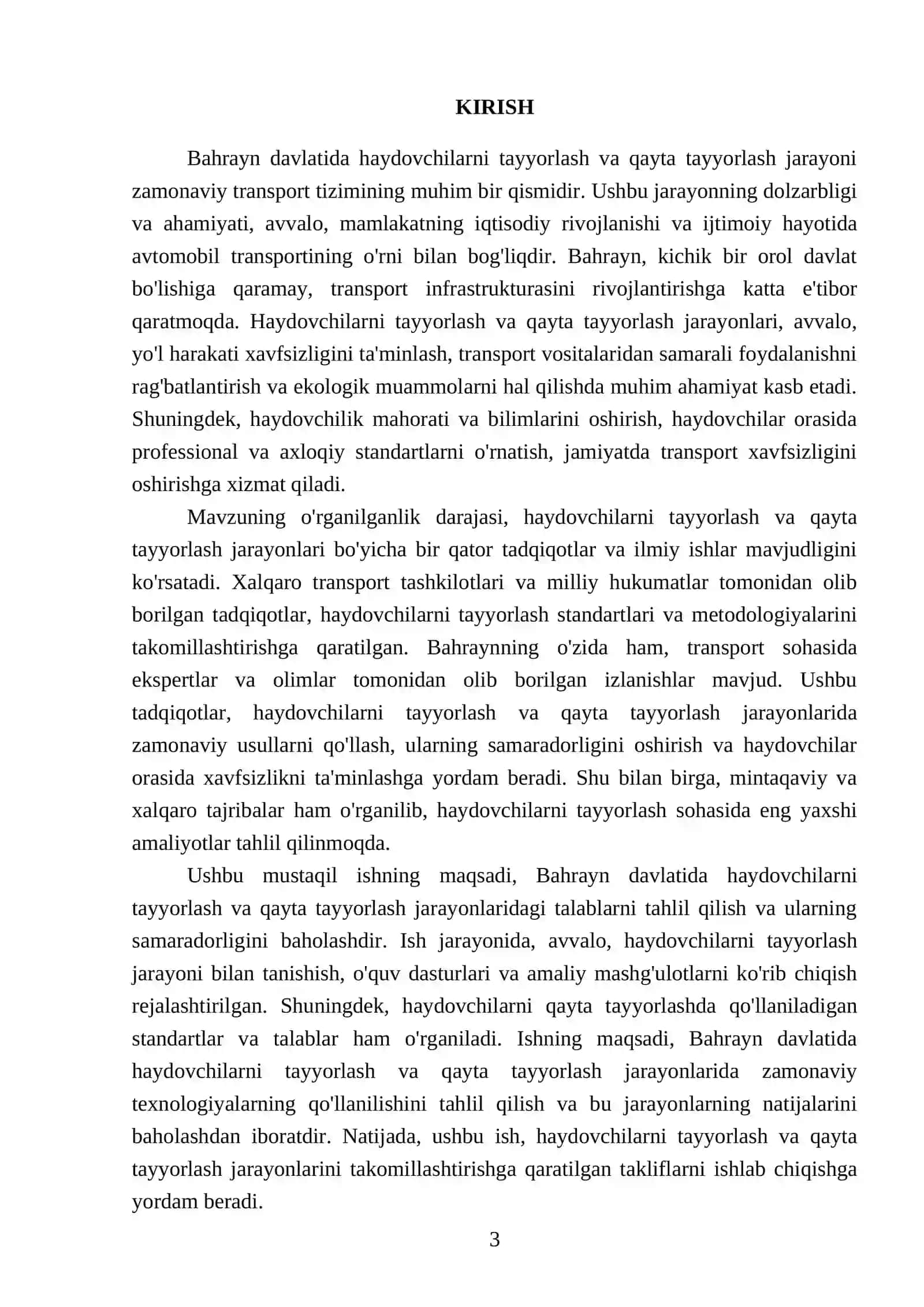 Bahrayn haydovchilarni tayyorlash va qayta tayyorlash talablari 3