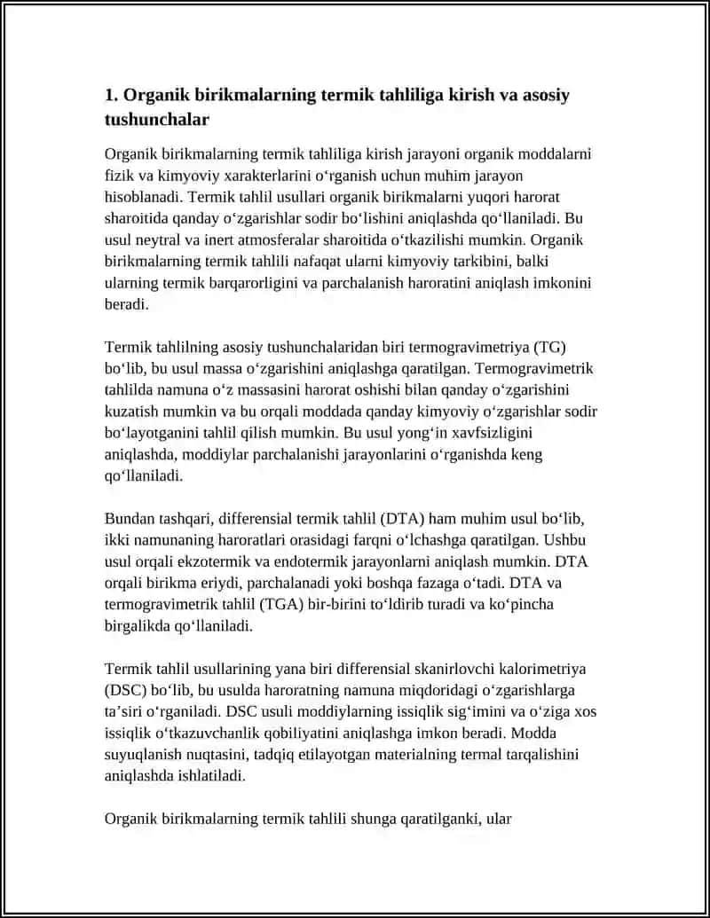 ORGANIK BIRIKMALARNI TERMIK TAHLIL QILISH USULLARI VA METODIKASI 3