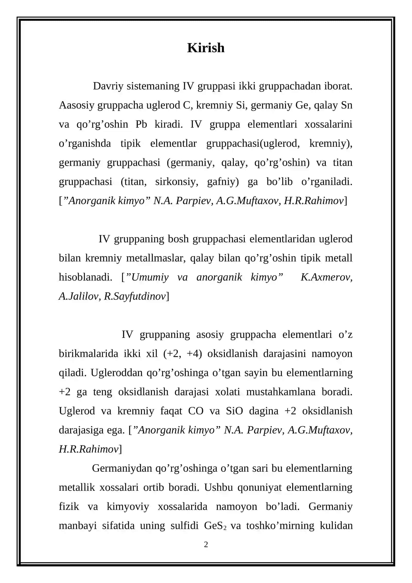 α- qalay kislotaning olinishi va hossalari 3