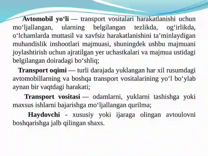 Xaydovchi-avtomobil-yo’l-transport oqimi-muxit kompleksi 3